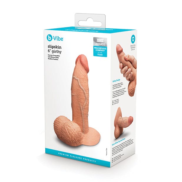 B Vibe - Slipskin 6" Girthy Realistic Dildo (Mocha) BV1019 CherryAffairs