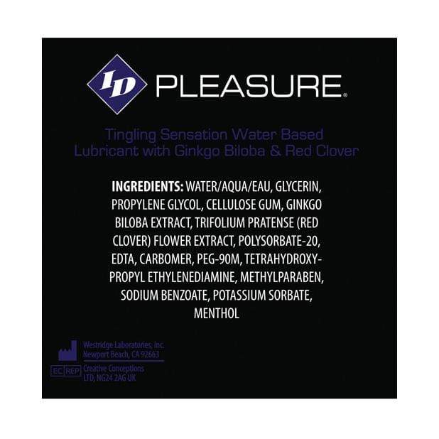 ID Lube - ID Pleasure Tingling Sensation Water Based Lubricant - CherryAffairs.sg
