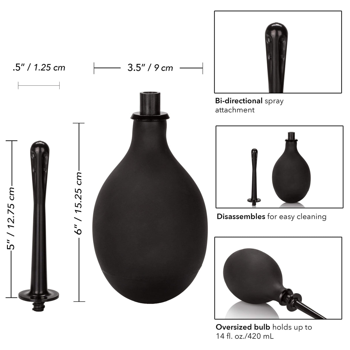 California Exotics - COLT Mega Ass Anal Douche Cleanser (Black) Anal Douche (Non Vibration)