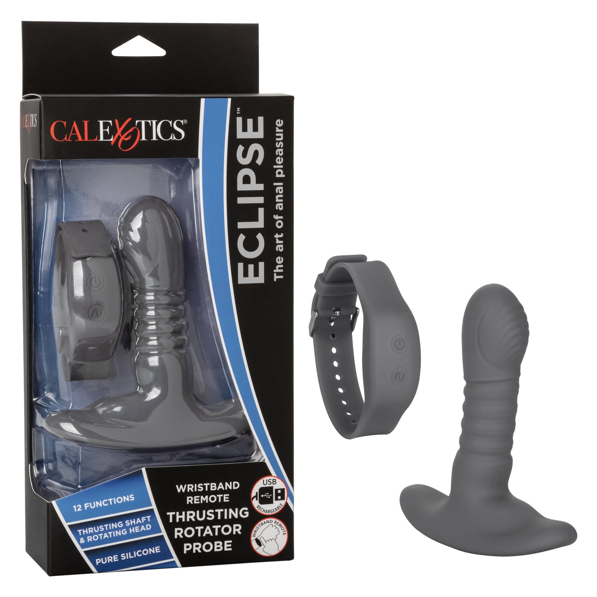 California Exotics - Eclipse Wristband Remote Thrusting Rotator Probe Anal Plug (Black) CE1931 CherryAffairs