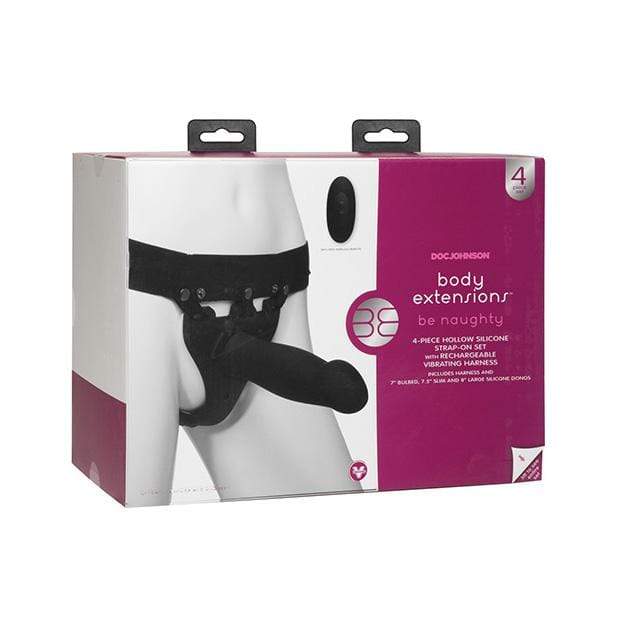 Doc Johnson - Body Extensions Be Naughty Vibrating 4 Piece Strap On Set (Black) DD1164 CherryAffairs