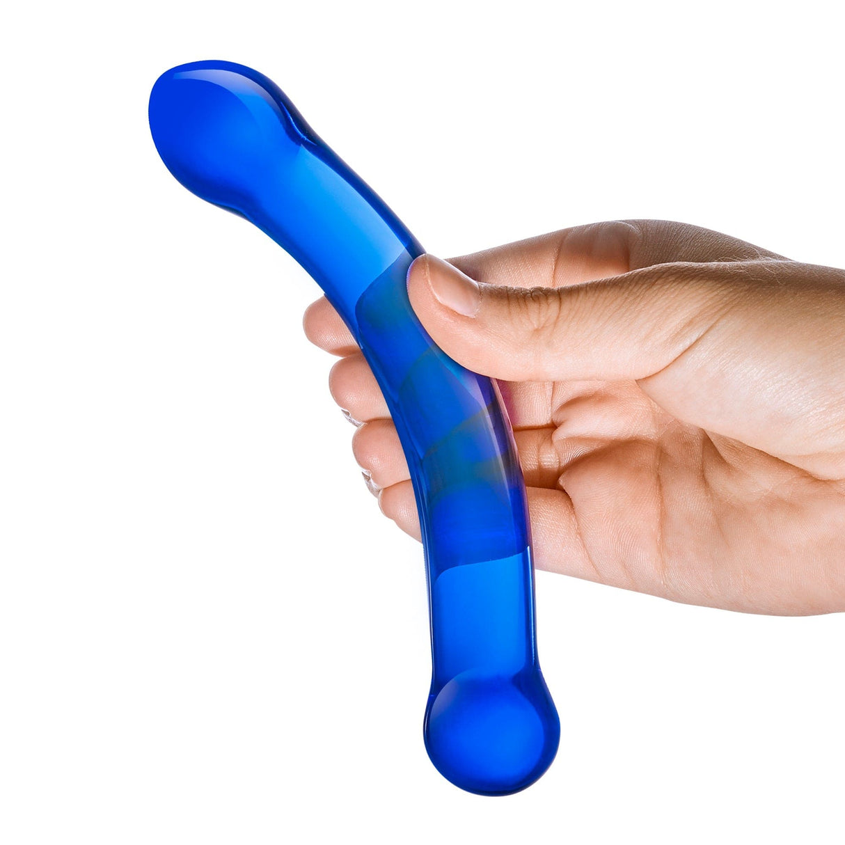 Glas - Curved G Spot Hand Blown Glass Dildo 6" (Blue) Glass Dildo (Non Vibration)