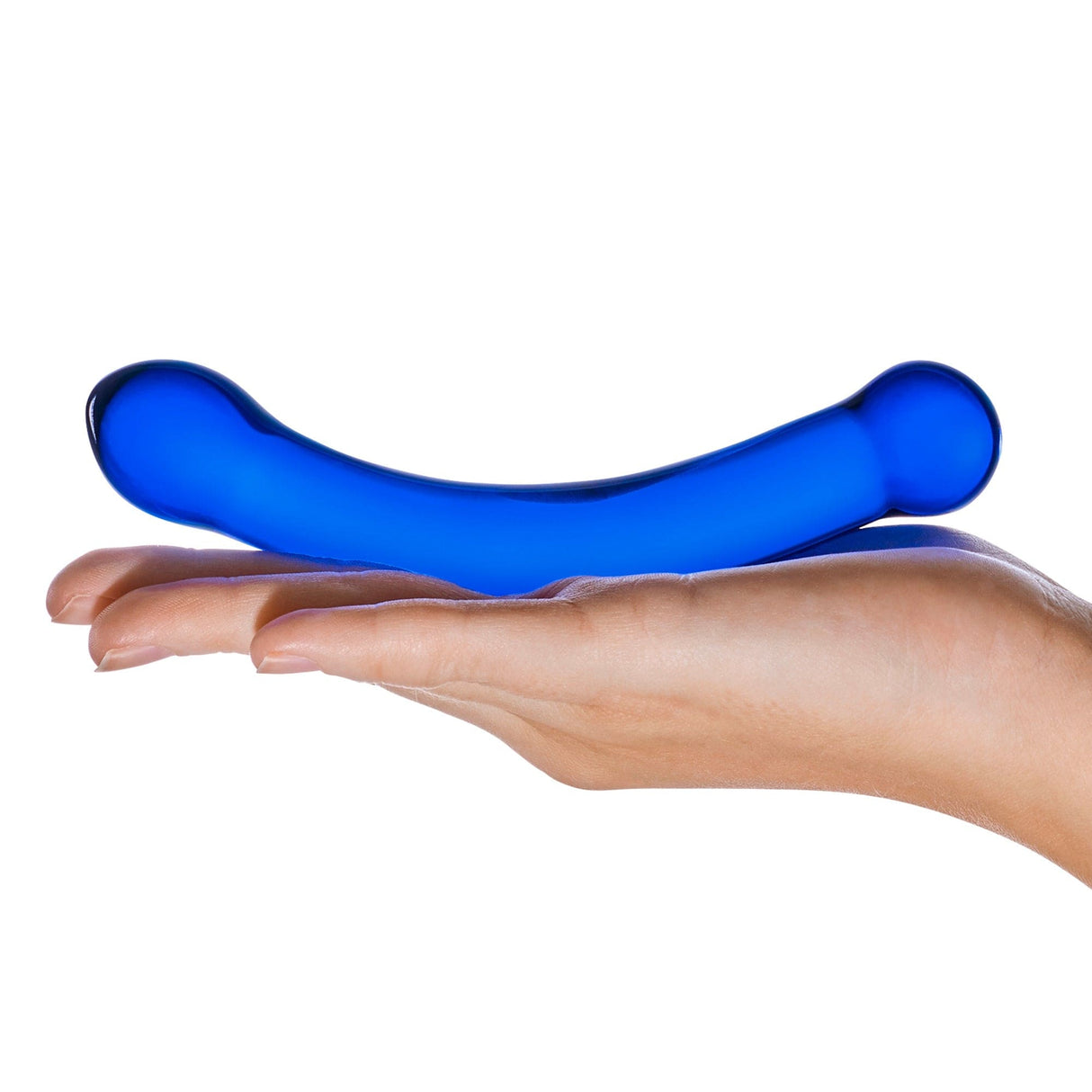 Glas - Curved G Spot Hand Blown Glass Dildo 6" (Blue) Glass Dildo (Non Vibration)