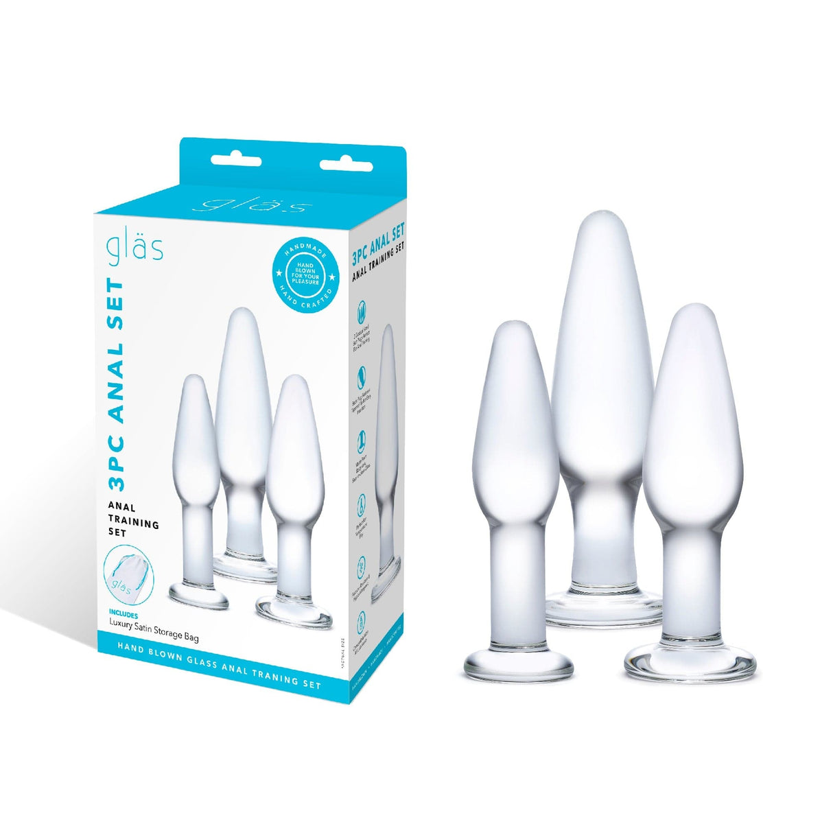 Glas - Glass Anal Training Kit Set 3 Piece (Clear) Anal Kit (Non Vibration)