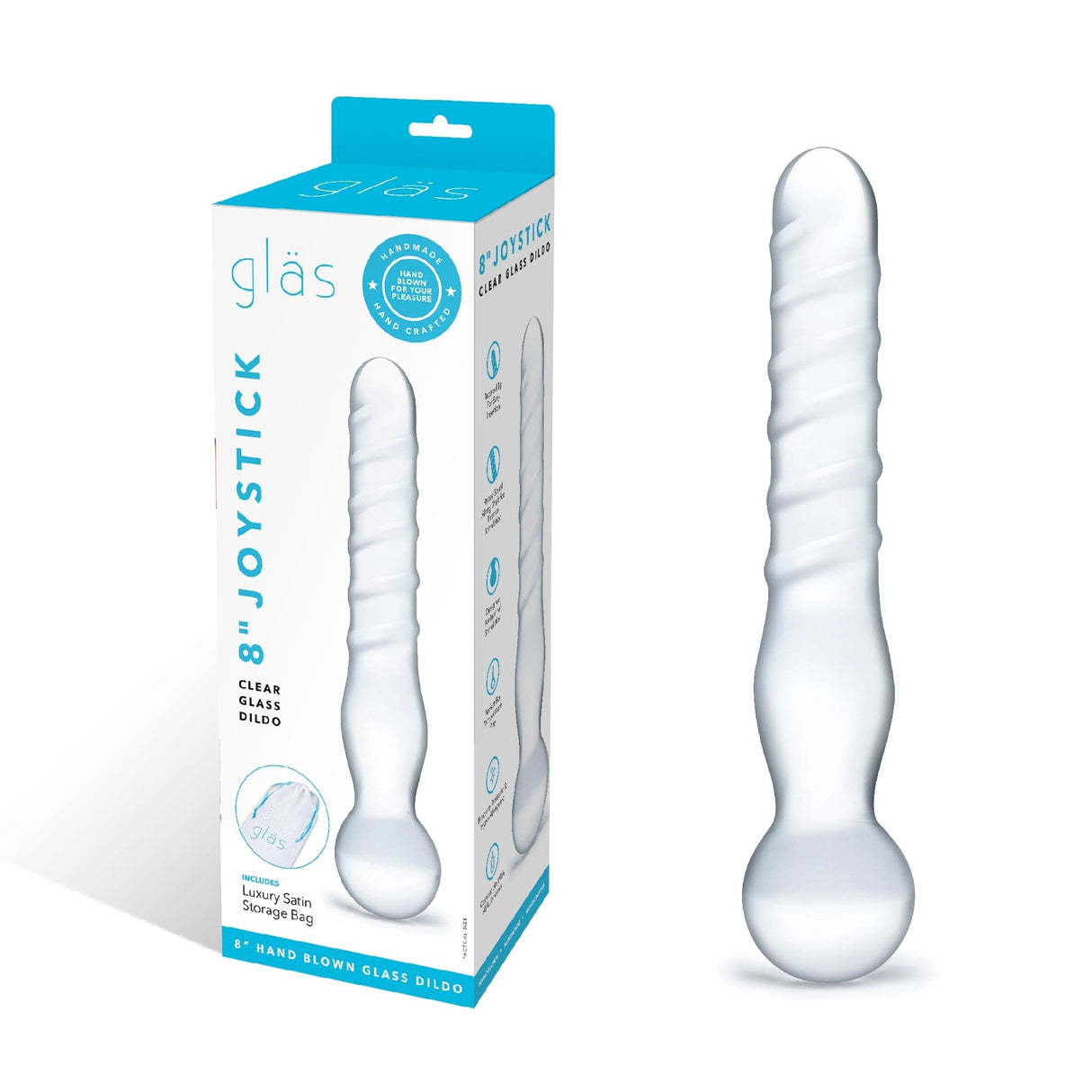 Glas - Joystick Clear Glass Dildo 8" (Clear) - CherryAffairs.sg