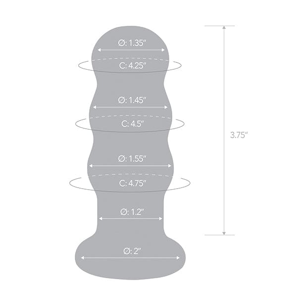 Glas - Remote Control Rechargeable Vibrating Glass Beaded Butt Plug 3.5" (Blue) Glass Anal Plug (Vibration) Rechargeable