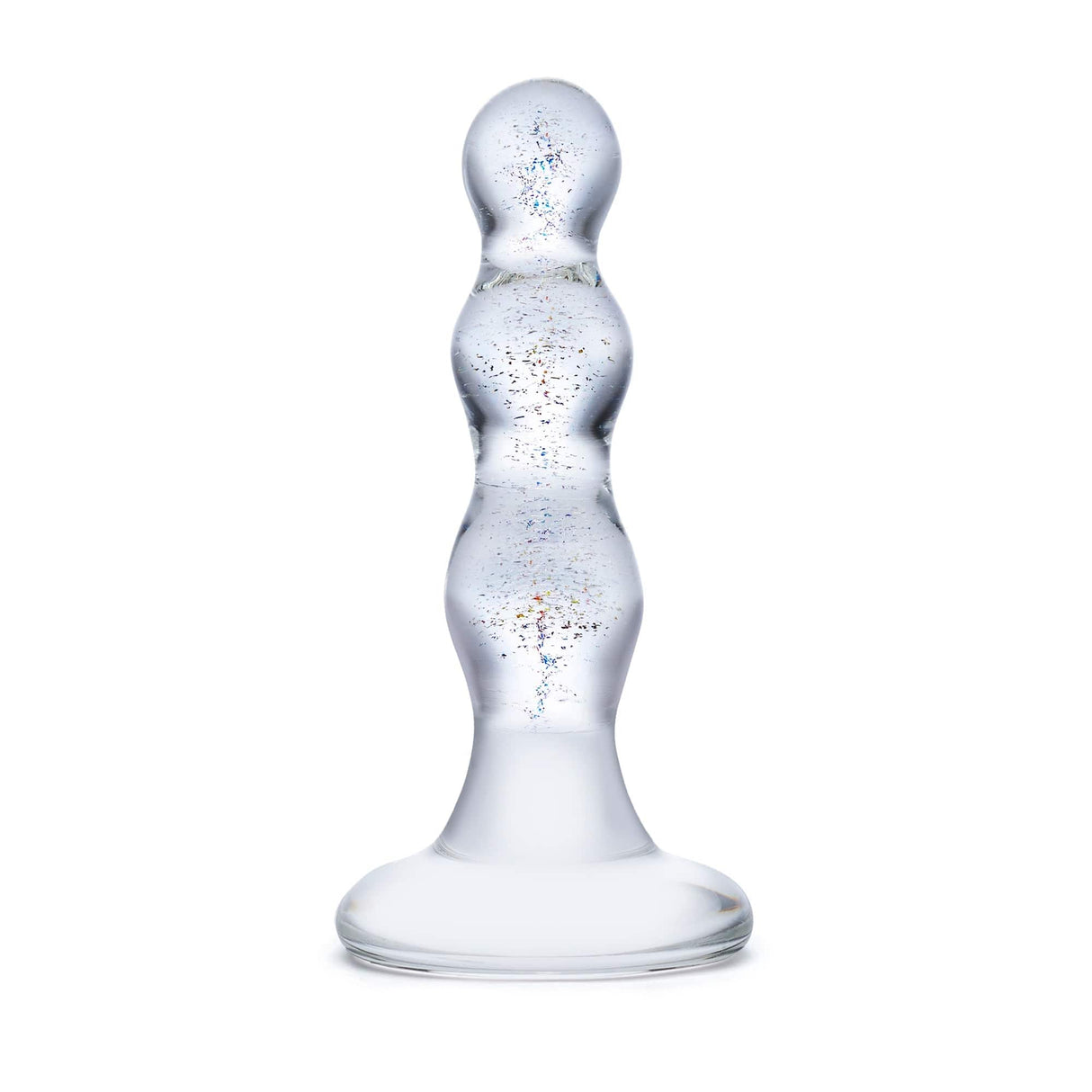 Glas - Triple Play Beaded Butt Plug 4" (Clear) Glass Anal Plug (Non Vibration)