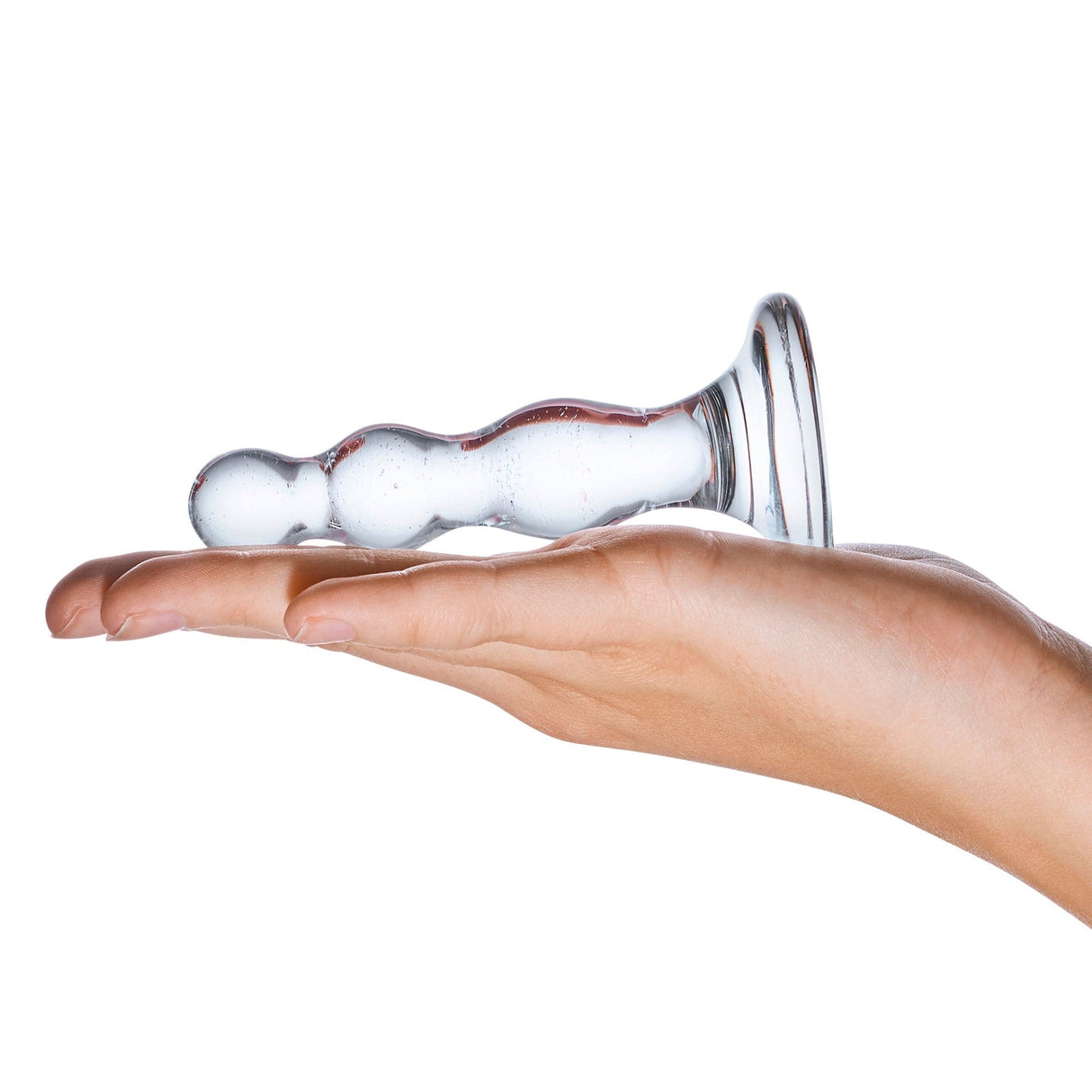 Glas - Triple Play Beaded Butt Plug 4" (Clear) Glass Anal Plug (Non Vibration)