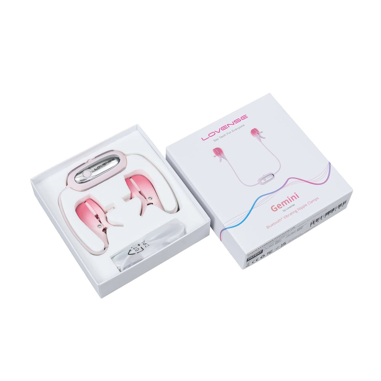 Lovense - Gemini App-Controlled Vibrating Nipple Clamps (Pink) Nipple Clamps (Vibration) Rechargeable