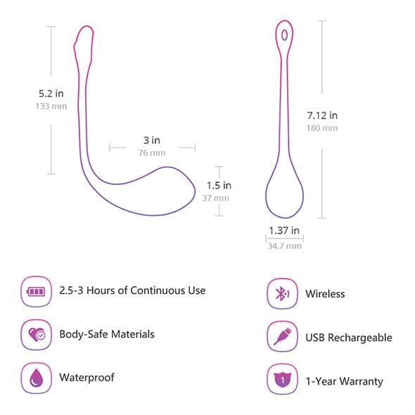 Lovense - Lush 2 App-Controlled Bullet Egg Vibrator (Pink) Wireless Remote Control Egg (Vibration) Rechargeable