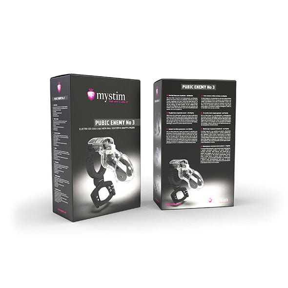 Mystim - Pubic Enemy 3 Chastity Cock Cage (Clear) MTM1025 CherryAffairs
