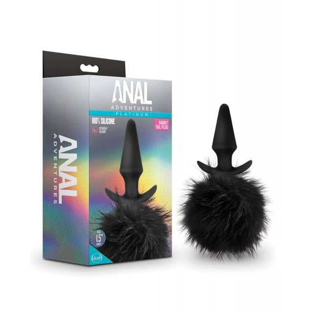 Blush Novelties - Anal Adventures Platinum Rabbit Tail Anal Plug (Black) BN1157 CherryAffairs