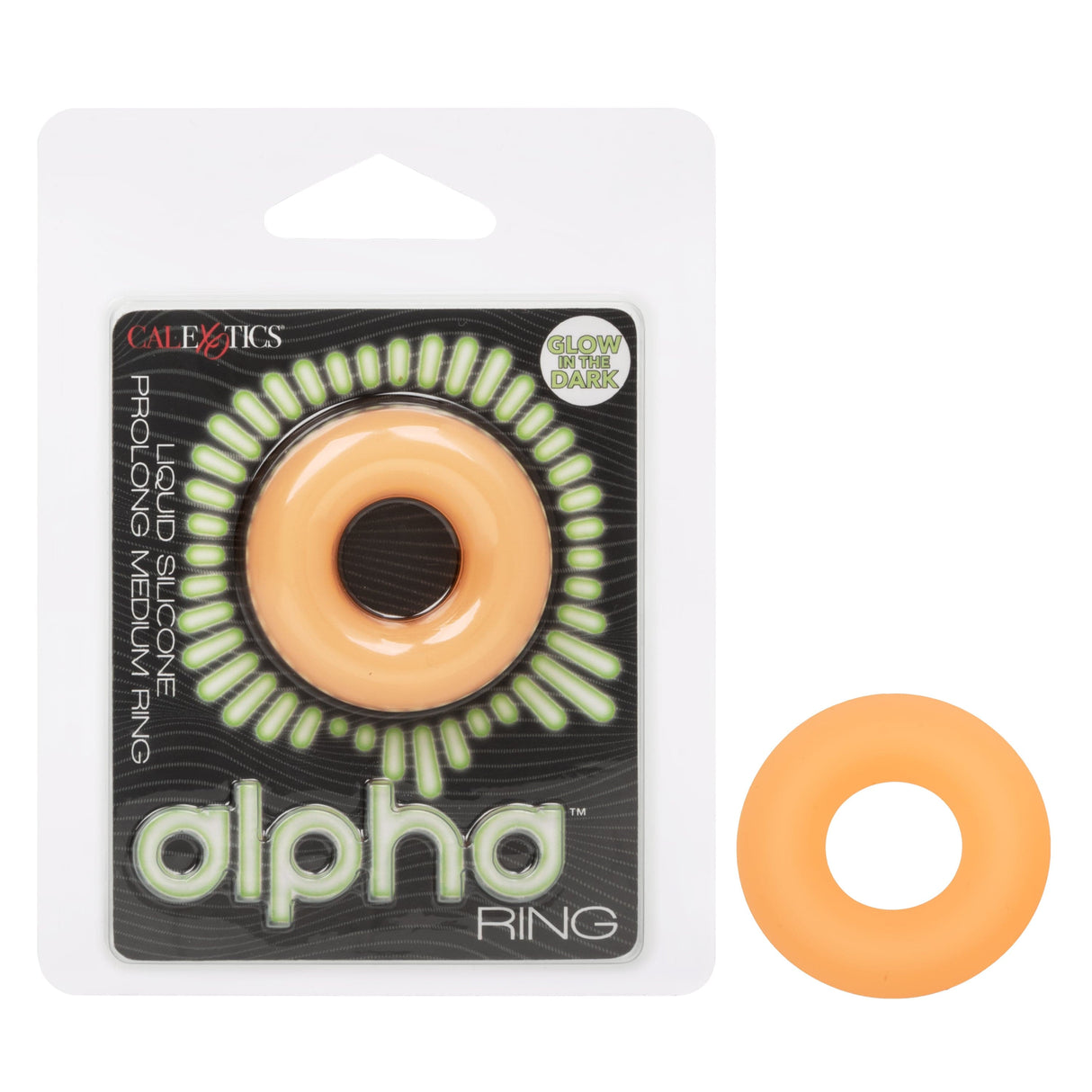 California Exotics - Alpha Glow In The Dark Liquid Silicone Prolong Medium Cock Ring (Orange) CE2098 CherryAffairs