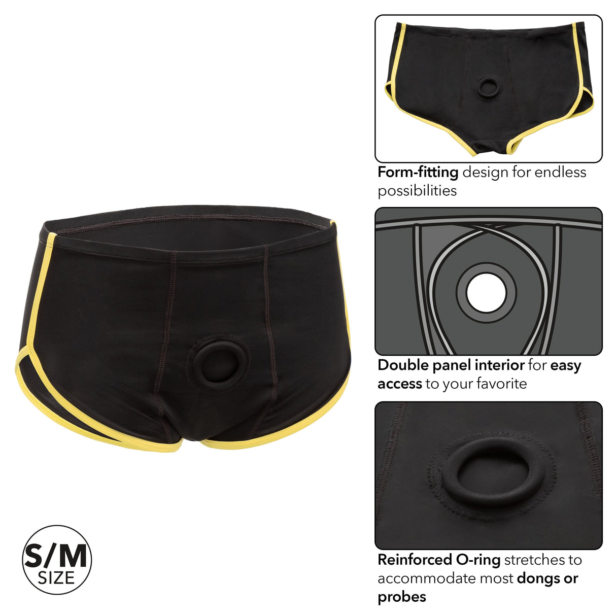 California Exotics - Boundless Black and Yellow Brief Strap On Harness CherryAffairs