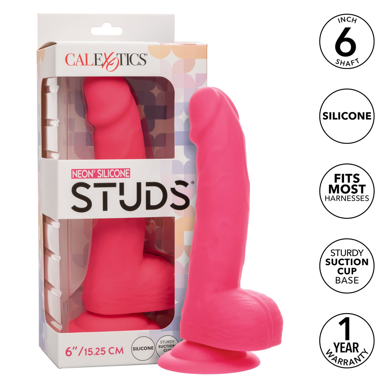 California Exotics - Neon Silicone Studs Realistic Dildo 6" CherryAffairs