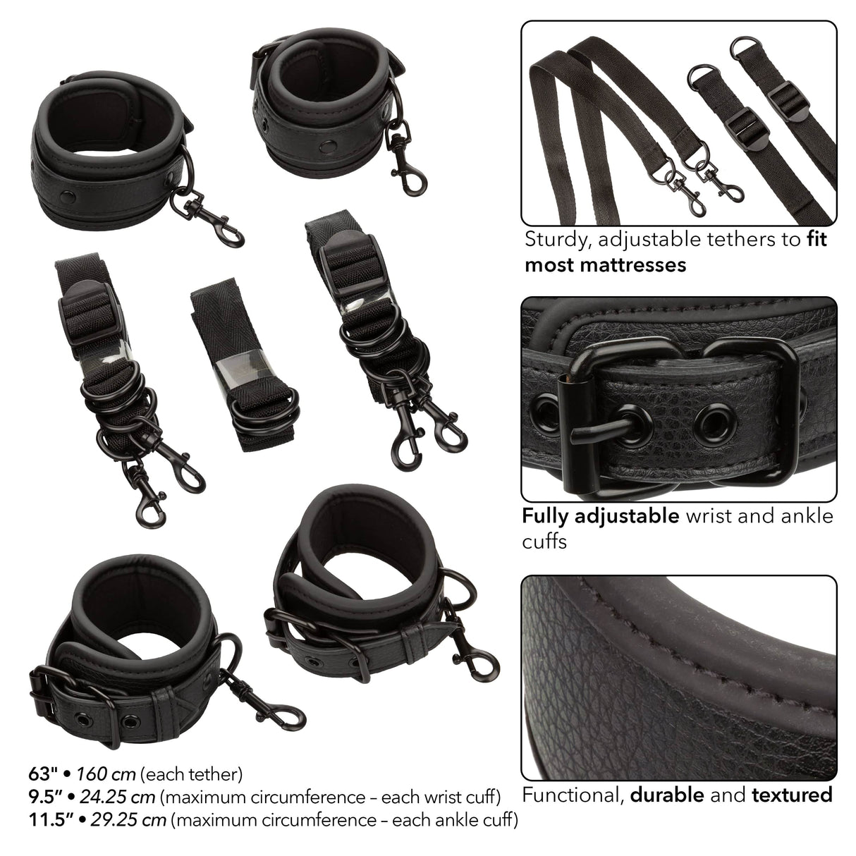 California Exotics - Nocturnal Collection Bed Restraints (Black) CE2071 CherryAffairs