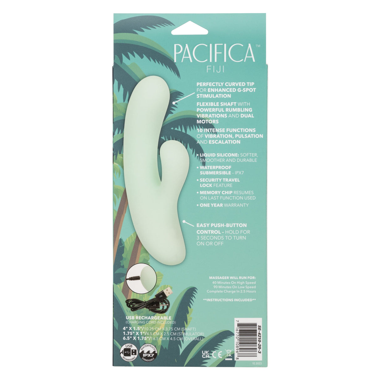 California Exotics - Pacifica Fiji Rabbit Vibrator (Green) CE2099 CherryAffairs