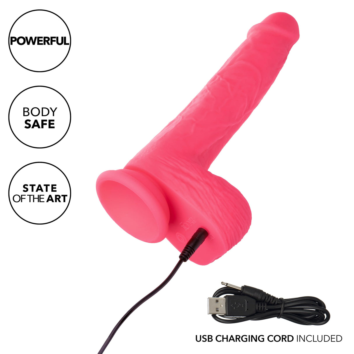 California Exotics - Rechargeable Rumbling and Thrusting Silicone Studs Realistic Dildo with Balls 9.5" (Pink) CE2046 CherryAffairs