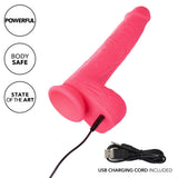 California Exotics - Rechargeable Rumbling and Thrusting Silicone Studs Realistic Dildo with Balls 9.5" (Pink) CE2046 CherryAffairs