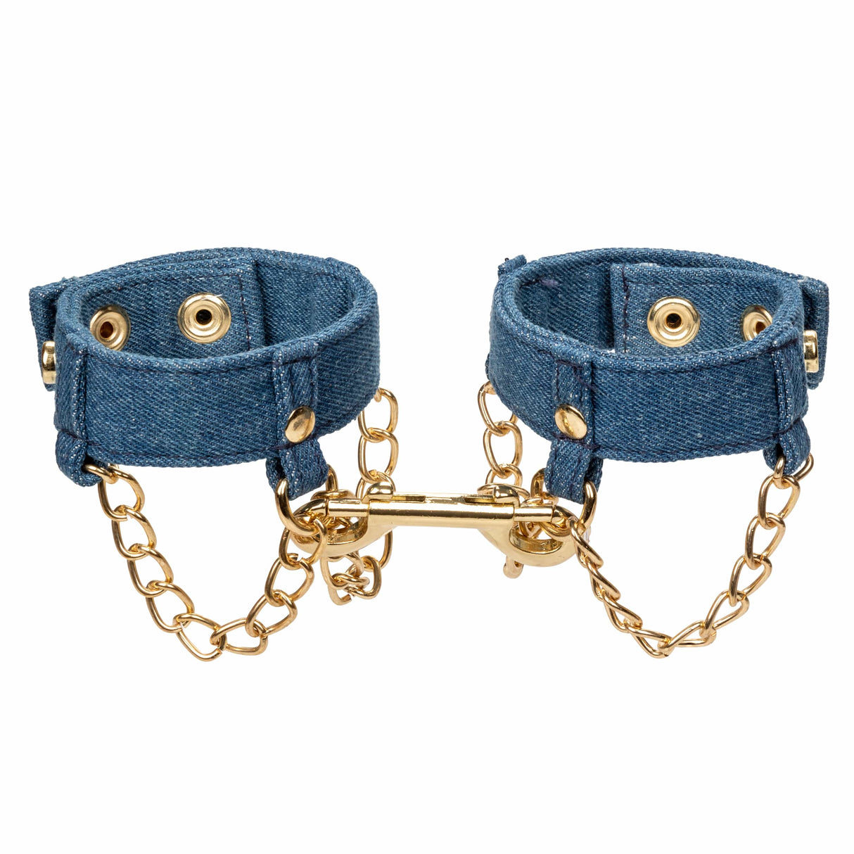 California Exotics - Ride 'em Premium Denim Collection Wrist Cuffs (Blue) CE2089 CherryAffairs