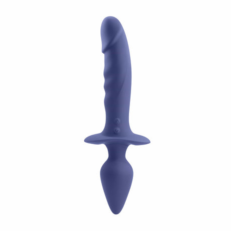 Evolved - Gender X Dual Defender Vibrating Anal Plug and Dildo (Blue) EV1130 CherryAffairs