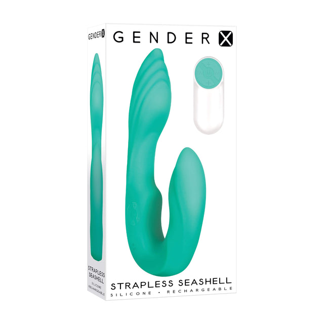 Evolved - Gender X Strapless Seashell Silicone Rechargeable Strap On (Green) EV1081 CherryAffairs