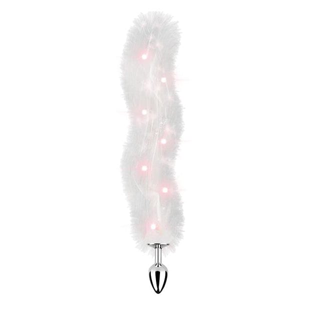 Hott Products - Foxy Tail Light Up Faux Fur Butt Plug (Silver/White) HTP1018 CherryAffairs