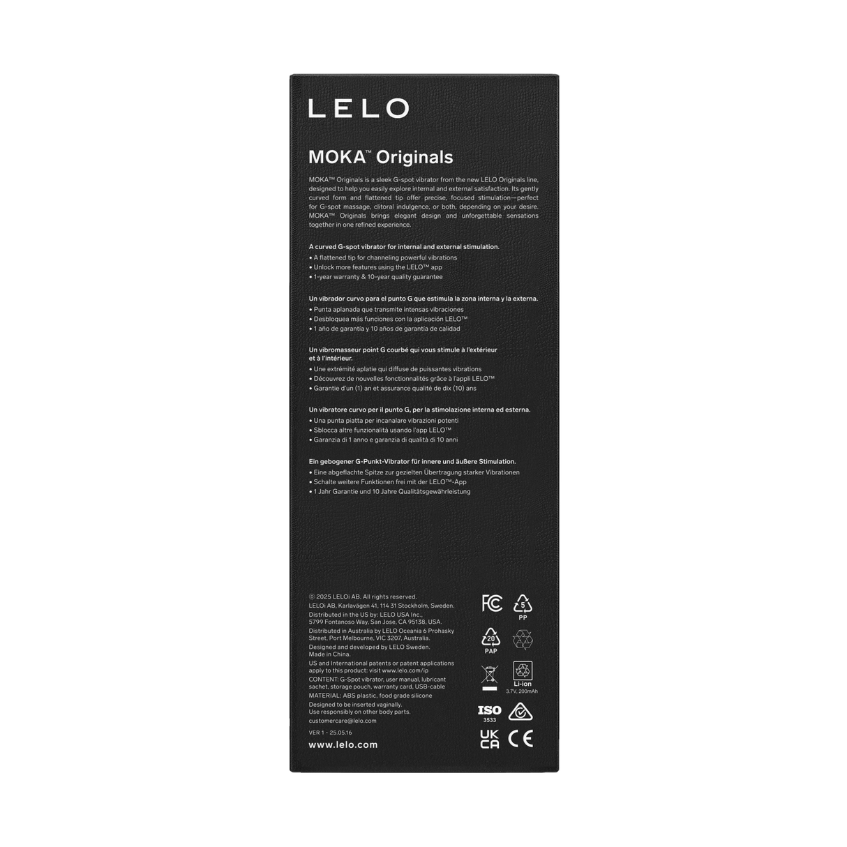 LELO - Originals MOKA App-Controlled G Spot Vibrator (Purple) LL1276 CherryAffairs