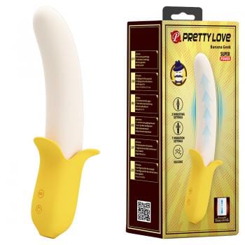 Pretty Love - Banana Geek Vibrating Thrusting Dildo Vibrator (Yellow) PL1148 CherryAffairs