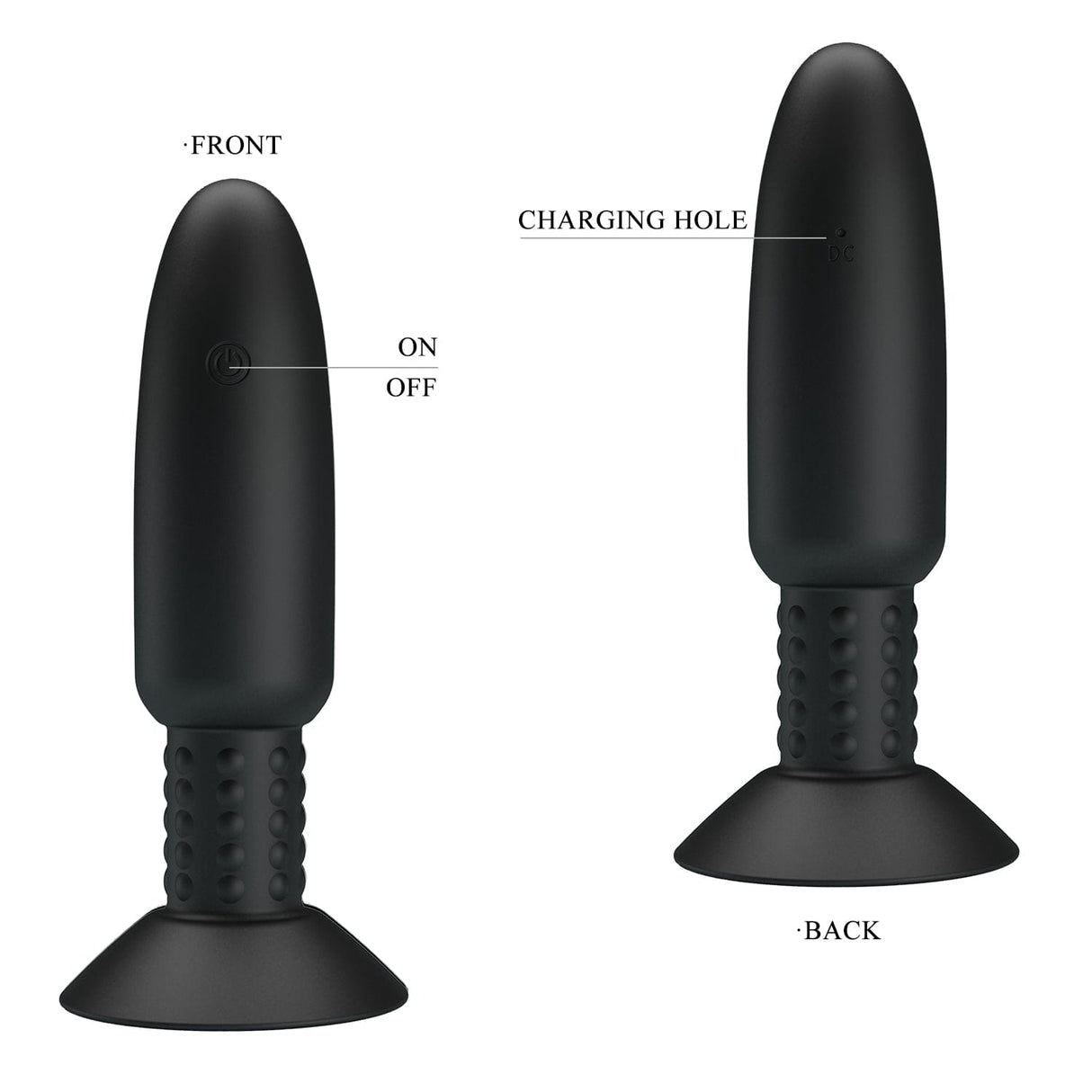 Pretty Love - Beaded Remote Control Vibrating Rotating Butt Plug (Black) PL1124 CherryAffairs