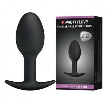 Pretty Love - Heavy Balls Silicone Butt Plug (Black) CherryAffairs