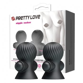 Pretty Love - Rechargeable Vibrating Nipple Sucker (Black) PL1126 CherryAffairs