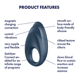 Satisfyer - Powerful One App-Controlled Silicone Cock Ring (Blue Black) STF1169 CherryAffairs