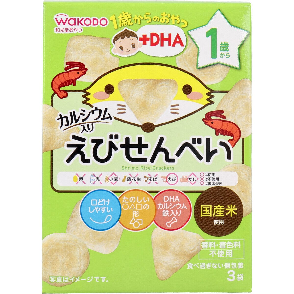 Wakodo - Baby Snacks + DHA Shrimp Crackers 6g x 3 bags WAK1015 CherryAffairs