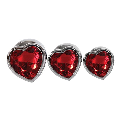 Adam & Eve - Three Hearts Gem Anal Plug Set (Silver/Red) AE1035 CherryAffairs