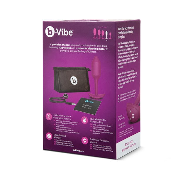 B-Vibe - Vibrating Silicone Weighted Snug Anal Plug M 112 g (Rose) BV1015 CherryAffairs