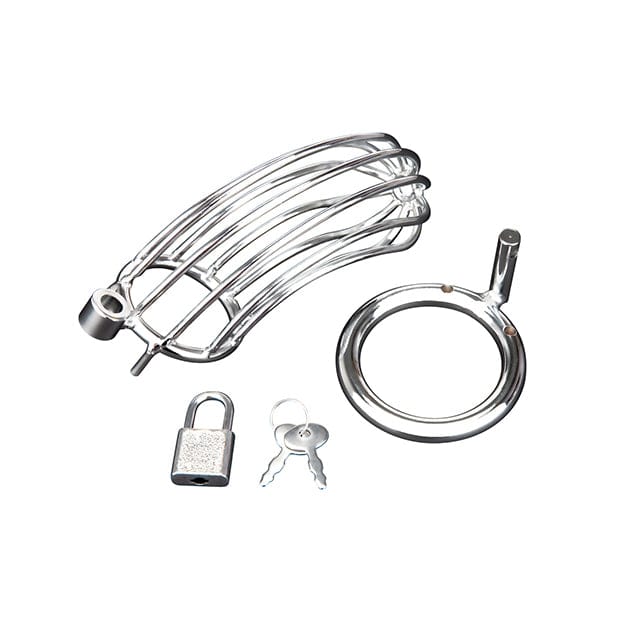 Blue Line - Prisoner Metal Chastity Cock Cage (Silver) BL1010 CherryAffairs