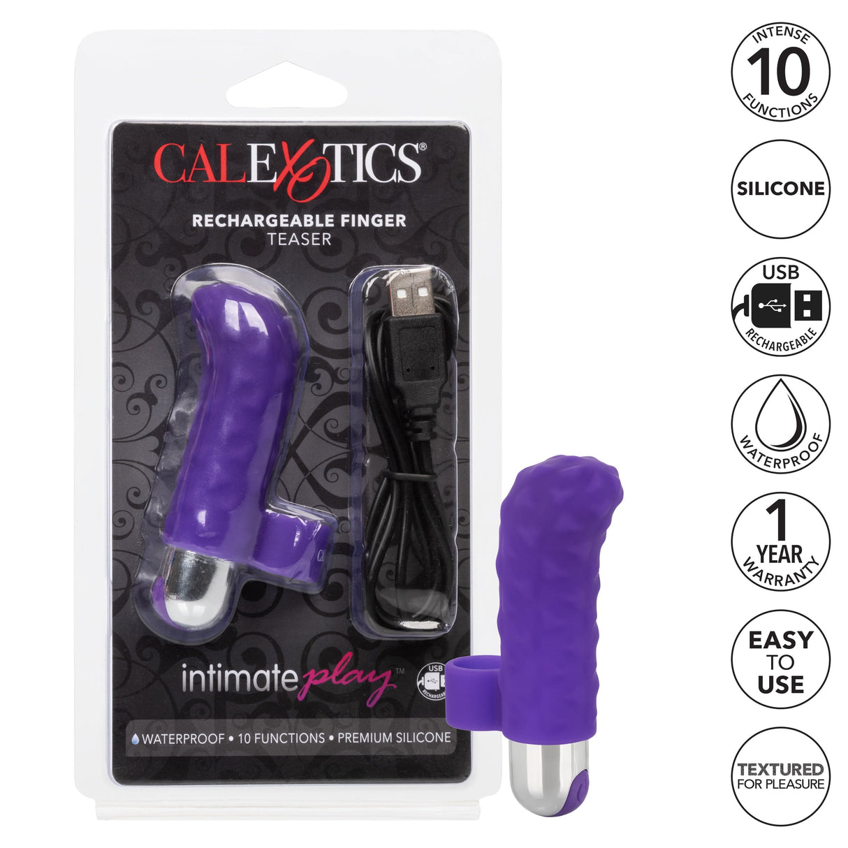 California Exotics - Intimate Play Rechargeable Finger Teaser Clit Massager (Purple) CE1928 CherryAffairs