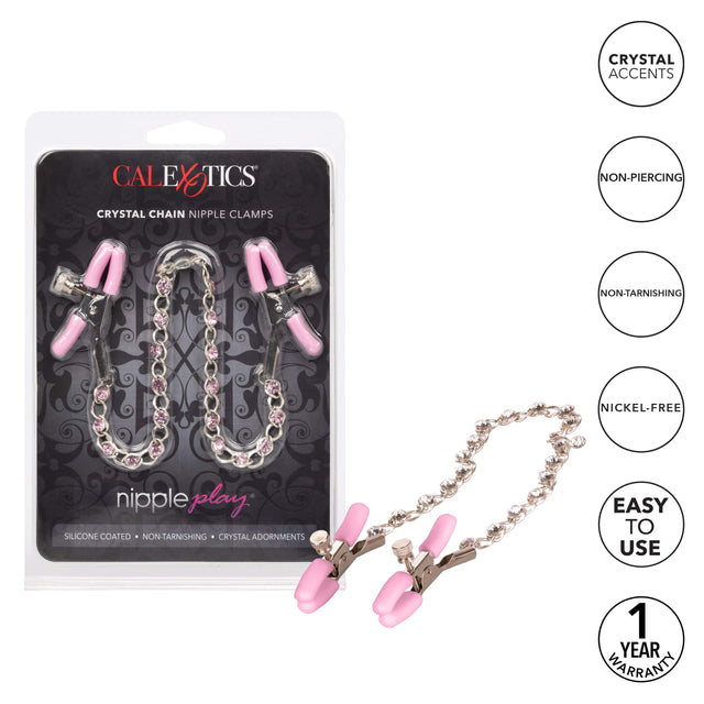 California Exotics - Nipple Play Crystal Chain Nipple Clamps CherryAffairs