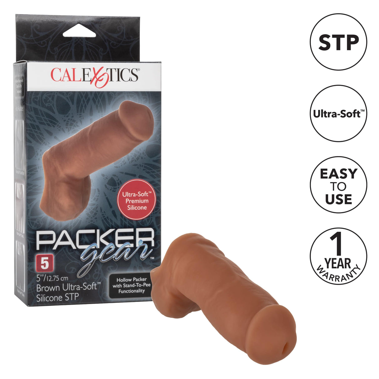 California Exotics - Packer Gear Ultra Soft Silicone STP Hollow Dildo 5" (Brown) CE1930 CherryAffairs