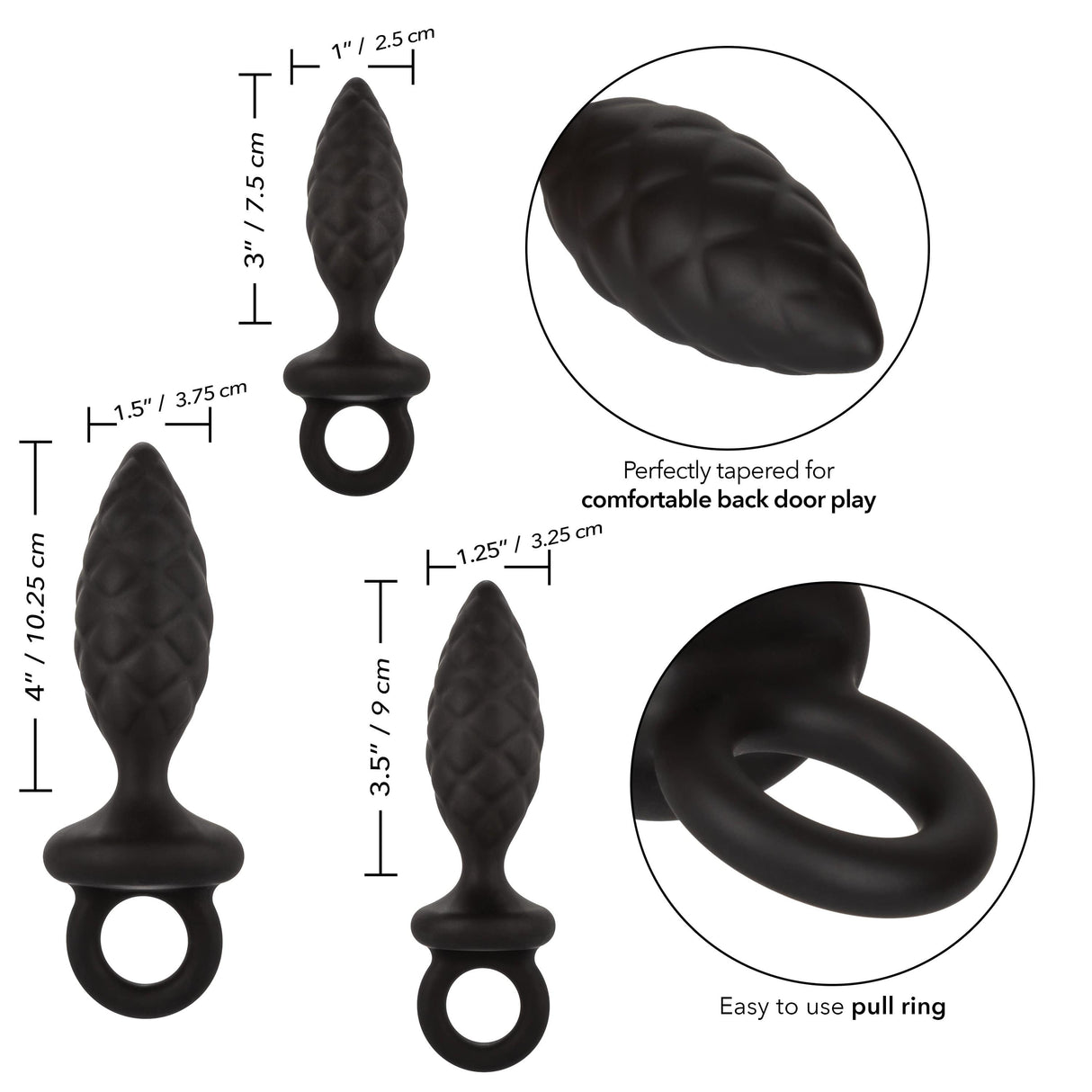 California Exotics - Silicone Anal Probe Kit 3 Plugs (Black) CE1891 CherryAffairs