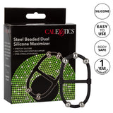 California Exotics - Steel Beaded Dual Silicone Maximizer Dual Cock Ring (Black) CE1941 CherryAffairs