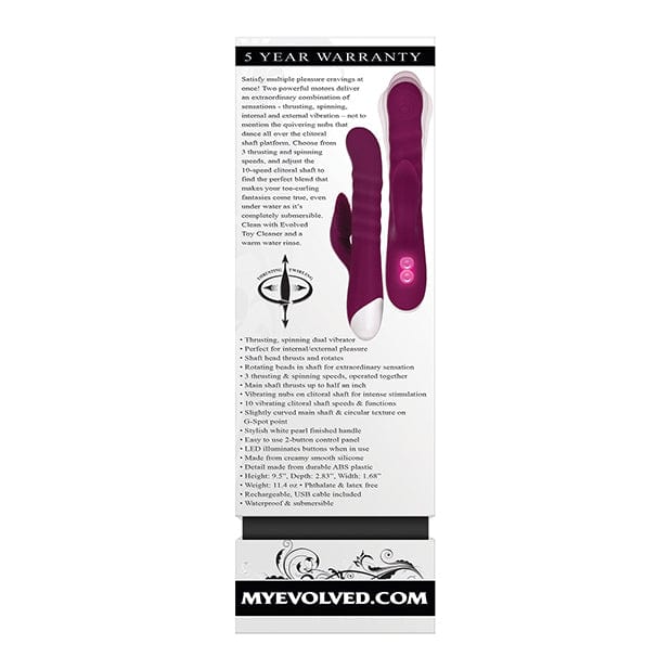 Evolved - Lovely Lucy Thrusting Spinning Rabbit Vibrator (Purple) EV1044 CherryAffairs