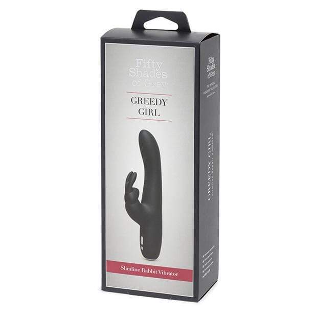 Fifty Shades of Grey - Greedy Girl Rechargeable Slimline Rabbit Vibrator (Black) FSG1109 CherryAffairs