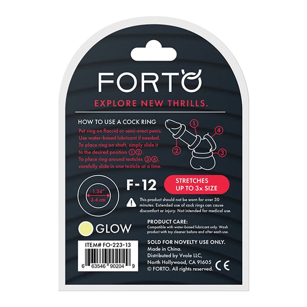 Forto - F 12 Silicone Cock Ring Glow in the Dark (Yellow) OT1198 CherryAffairs