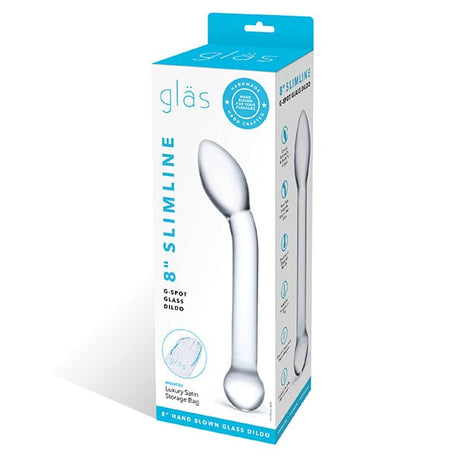 Glas - Slimline G Spot Hand Blown Glass Dildo 8" (Clear)    Glass Dildo (Non Vibration)