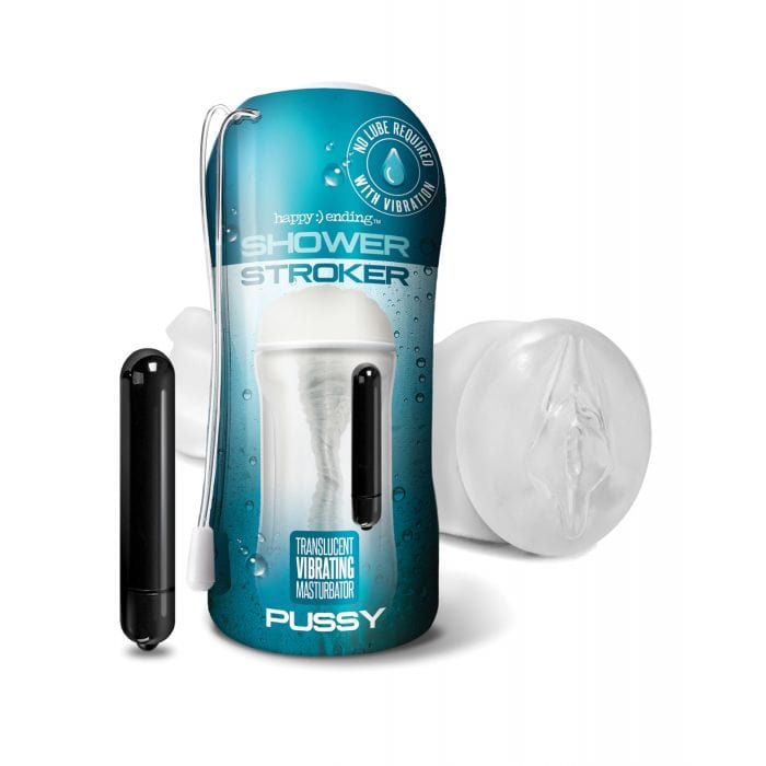 Happy Ending - Shower Stroker Vibrating Cup Masturbator Pussy (Clear)    Masturbator Soft Stroker (Vibration) Non Rechargeable