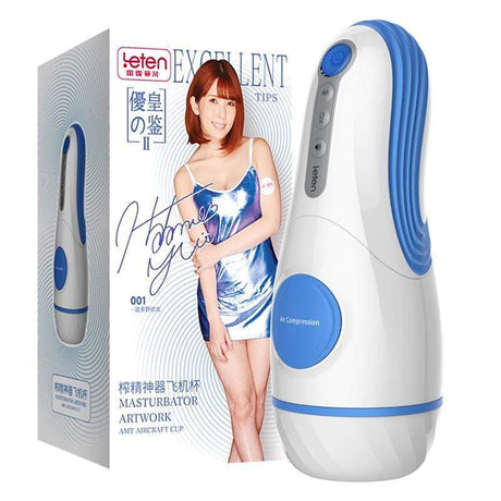 Leten - Excellent Tips Yui Hatano AMT Aircraft Automatic Cup Masturbator (White/Blue) LET1009 CherryAffairs
