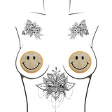 Neva Nude - Burlesque Smile Face Jewel Reusable Silicone Pasties Nipple Covers O/S (Gold)    Nipple Covers