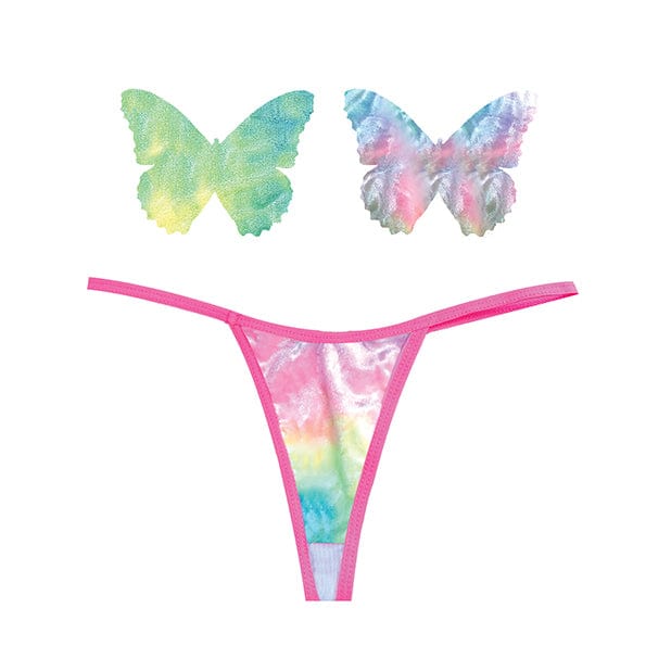 Neva Nude - Naughty Knix Rainbow Sherbet Velvet G String with Butterfly Pasties O/S (Rainbow) NVN1029 CherryAffairs